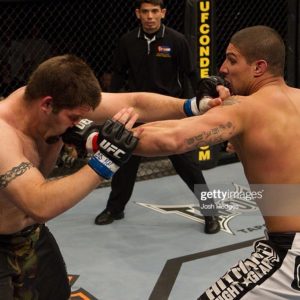 BROOMFIELD, CO - MARCH 21:  Brendan Schaub (white shorts) def. Chase Gormley (camo/black shorts) - TKO - :47 round 1 during UFC on Versus 1 at 1stBank Center on March 21, 2010 in Broomfield, Colorado. (Photo by Josh Hedges/Zuffa LLC via Getty Images)